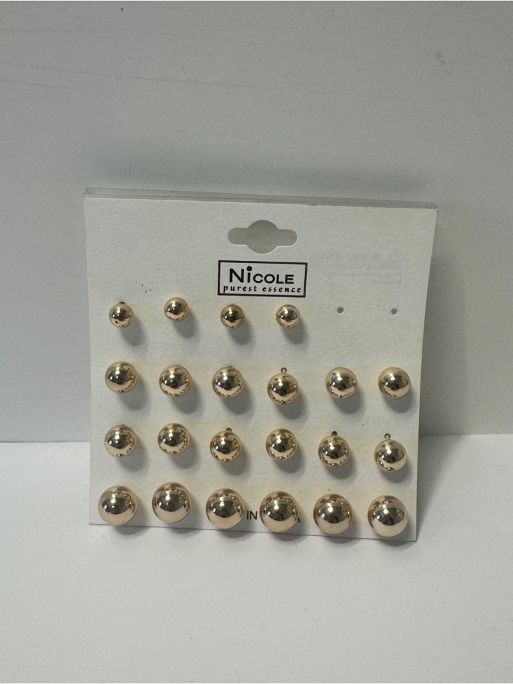 Nicole Gold Ball Stud Earring Set - Multi Size One pair missing